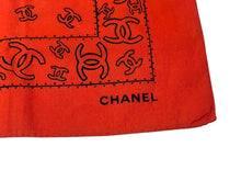 Load image into Gallery viewer, CHANEL シャネル スカーフ バンダナ柄 ココマーク ペイズリー ハンカチ 92年製 オレンジ コットン 美品 中古 4c074269