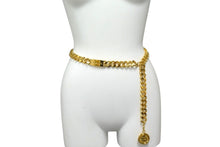 Load image into Gallery viewer, CHANEL シャネル コインモチーフ ロゴプレート チェーンベルト 95A ココマーク 小物 メダルチェーン GP ゴールド ヴィンテージ 341g 美品 中古 4c074275