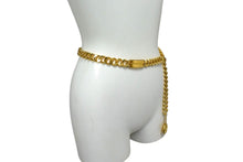 Load image into Gallery viewer, CHANEL シャネル コインモチーフ ロゴプレート チェーンベルト 95A ココマーク 小物 メダルチェーン GP ゴールド ヴィンテージ 341g 美品 中古 4c074275