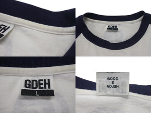 Goodenough ge good enough 90s プリント ラグラン カットソー ホワイト ネイビー サイズL 美品 中古 4c074285