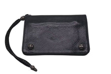 画像をギャラリービューアに読み込む, CHROME HEARTS クロムハーツ 2ZIP ウォレット クロスボタン レザーウォレット 二つ折り財布 レザー シルバー925 ブラック 美品 中古 4c074299