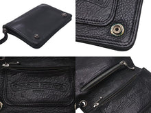 画像をギャラリービューアに読み込む, CHROME HEARTS クロムハーツ 2ZIP ウォレット クロスボタン レザーウォレット 二つ折り財布 レザー シルバー925 ブラック 美品 中古 4c074299