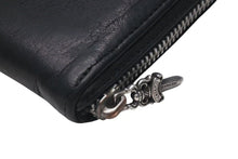 画像をギャラリービューアに読み込む, CHROME HEARTS クロムハーツ 長財布 BSフレア ウォレットダガー ラウンドジップ レザー ブラック シルバー925 美品 中古 4c074300