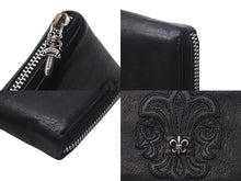 画像をギャラリービューアに読み込む, CHROME HEARTS クロムハーツ 長財布 BSフレア ウォレットダガー ラウンドジップ レザー ブラック シルバー925 美品 中古 4c074300