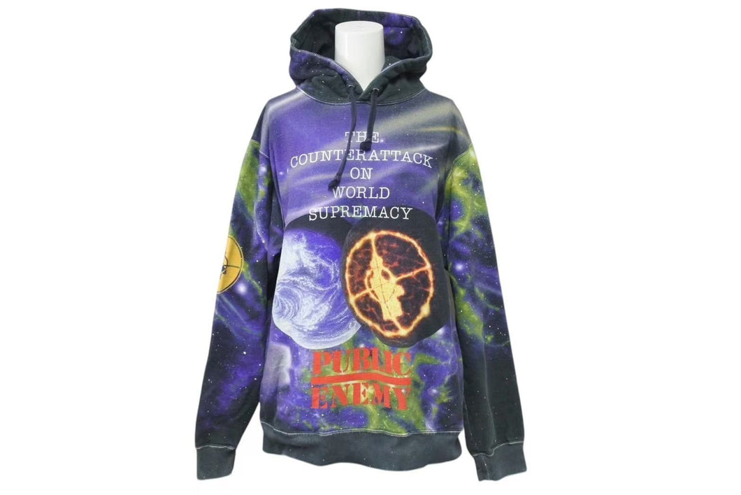 Supreme × UNDERCOVER 18ss シュプリーム PUBLIC ENEMY HOODED SWEATSHIRT フーディ パーカーパープル サイズM 中古 4c074309