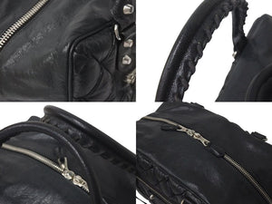 BALENCIAGA Matelasse City Handbag Black Calf Silver Hardware Mini Boston Bag 168031 Good Condition Used 4c074324