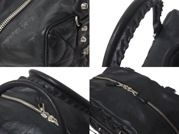 BALENCIAGA Matelasse City Handbag Black Calf Silver Hardware Mini Boston Bag 168031 Good Condition Used 4c074324