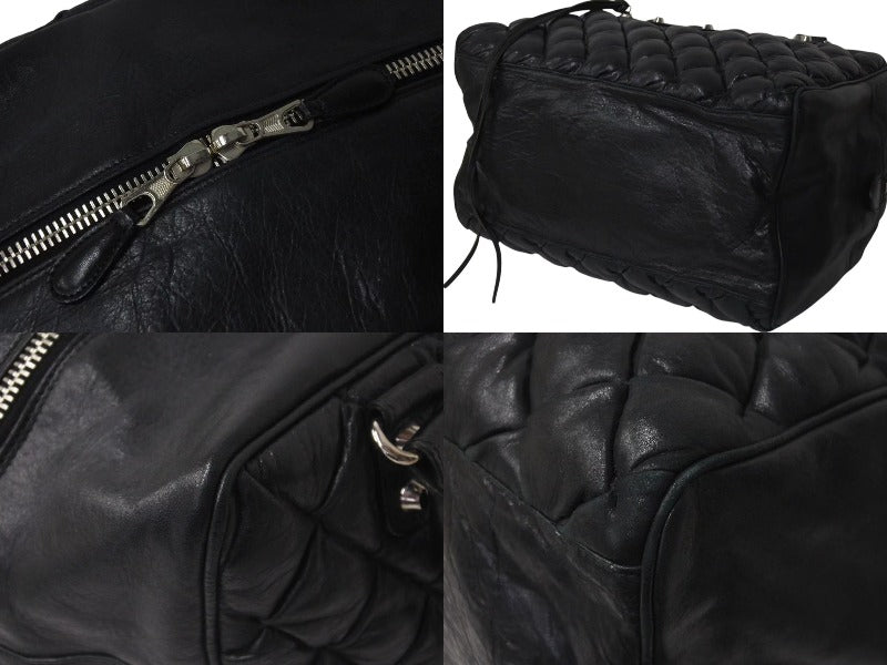 BALENCIAGA バレンシアガ マトラッセ シティ ハンドバッグ ブラック カーフ シルバー金具 ミニボストン 鞄 168031 美品 中古 4c074324