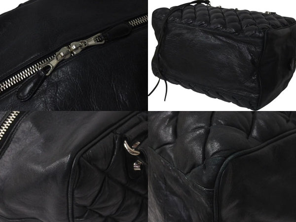 BALENCIAGA Matelasse City Handbag Black Calf Silver Hardware Mini Boston Bag 168031 Good Condition Used 4c074324