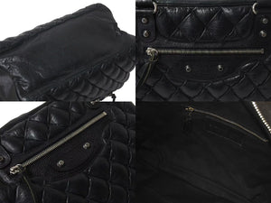 BALENCIAGA Matelasse City Handbag Black Calf Silver Hardware Mini Boston Bag 168031 Good Condition Used 4c074324