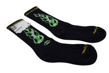 画像をギャラリービューアに読み込む, 新品未使用 CHROME HEARTS クロムハーツ 靴下 マッティボーイ ファイヤー ソックス ロゴ刺繍 ブラック グリーン 中古 4c074347