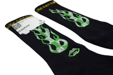 画像をギャラリービューアに読み込む, 新品未使用 CHROME HEARTS クロムハーツ 靴下 マッティボーイ ファイヤー ソックス ロゴ刺繍 ブラック グリーン 中古 4c074347