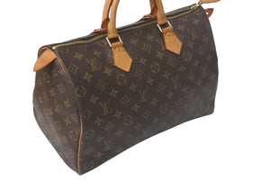 LOUIS VUITTON ルイヴィトン スピーディ35 ハンドバッグ M41524 モノグラムキャンバス ゴールド金具 ブラウン 美品 中古 4c074357