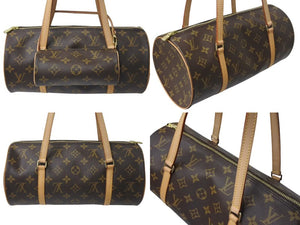 極美品 LOUIS VUITTON ルイヴィトン ハンドバック パピヨン30 GM 筒型 モノグラム M51385 ゴールド金具 ブラウン 中古 4c074374