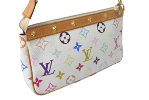 LOUIS VUITTON ルイヴィトン モノグラム マルチカラー ポシェット アクセソワール アクセサリーポーチ M92649 村上隆 ホワイト 美品 中古 4c074376