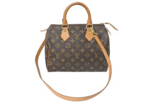 Load image into Gallery viewer, LOUIS VUITTON ルイヴィトン スピーディ25 ハンドバッグ M41528 モノグラム スト付き PVC レザー ゴールド金具 ブラウン 美品 中古 4c074385