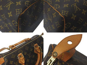 LOUIS VUITTON ルイヴィトン スピーディ25 ハンドバッグ M41528 モノグラム スト付き PVC レザー ゴールド金具 ブラウン 美品 中古 4c074385