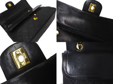 Load image into Gallery viewer, CHANEL シャネル マトラッセ25 Wフラップ Wチェーンショルダーバッグ 1番台 ラムスキン ココマーク ブラック ゴールド金具 美品 中古 4c074396