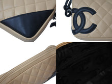 Load image into Gallery viewer, 極美品 CHANEL シャネル ポーチ ハンドバッグ カンボンライン ココマーク 9番台 ラムスキン ベージュ ブラック 中古 4c074402