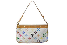 画像をギャラリービューアに読み込む, 極美品 LOUIS VUITTON ルイヴィトン モノグラム マルチカラー ポシェット アクセソワール アクセサリーポーチ M92649 村上隆 ホワイト 中古 4c074410