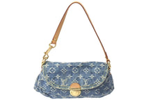 Load image into Gallery viewer, LOUIS VUITTON ルイヴィトン ミニプリーティ ハンドバッグ M95050 モノグラムデニム レザー ブルー 美品 中古 4c074418