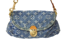 Load image into Gallery viewer, LOUIS VUITTON ルイヴィトン ミニプリーティ ハンドバッグ M95050 モノグラムデニム レザー ブルー 美品 中古 4c074428