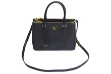 画像をギャラリービューアに読み込む, 新品同様 PRADA プラダ ガレリア ハンドバッグ ショルダーバッグ ミディアム 1BA863 サフィアーノレザー ブラック ゴールド金具 中古 4c074435