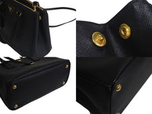 画像をギャラリービューアに読み込む, 新品同様 PRADA プラダ ガレリア ハンドバッグ ショルダーバッグ ミディアム 1BA863 サフィアーノレザー ブラック ゴールド金具 中古 4c074435