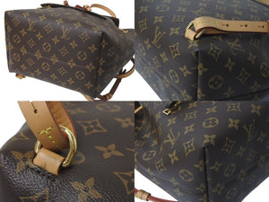 極美品 LOUIS VUITTON ルイヴィトン モンスリNM リュック バックパック M45501 PVC ヌメ革 ブラウン ゴールド金具 中古 4c074436