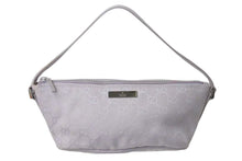 画像をギャラリービューアに読み込む, GUCCI グッチ GG柄 ワンショルダーバッグ ポーチ 07198 イタリア製 キャンバス レザー パープル シルバー金具 美品 中古 4c074448