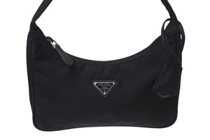 PRADA プラダ Hobo Handbag Triangle Logo ホーボー ハンドバッグ トライアングルロゴ ブラック ナイロン 美品 中古 4c074449