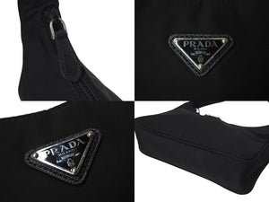 PRADA プラダ Hobo Handbag Triangle Logo ホーボー ハンドバッグ トライアングルロゴ ブラック ナイロン 美品 中古 4c074449