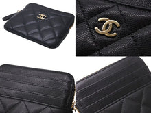 Load image into Gallery viewer, 極美品 CHANEL シャネル マトラッセ コンパクトウォレット コインケース 30番台 キャビアスキン ブラック ゴールド金具 中古 4c074452