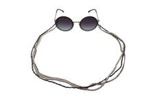 Load image into Gallery viewer, CHANEL シャネル 3連チェーン サングラス パール レザー ブラック レザー GP メタル OCH4245 ゴールド金具 中古 4c074460