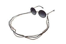 Load image into Gallery viewer, CHANEL シャネル 3連チェーン サングラス パール レザー ブラック レザー GP メタル OCH4245 ゴールド金具 中古 4c074460