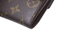 画像をギャラリービューアに読み込む, LOUIS VUITTON ルイヴィトン ポルトモネ ピエ カルトクレディ 三つ折り財布 M61652 ブラウン ゴールド金具 美品 中古 4c074461