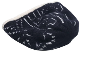 CHANEL シャネル Cashmere Wool Silk Logo Beanie Black White カシミヤ ウール シルク ビーニー 美品 中古 4c074470