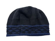 画像をギャラリービューアに読み込む, CHANEL シャネル ベレー帽 ニット帽 ニットベレー ココマーク ブラック ブルー 金属繊維 帽子 美品 中古 4c074476