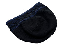 画像をギャラリービューアに読み込む, CHANEL シャネル ベレー帽 ニット帽 ニットベレー ココマーク ブラック ブルー 金属繊維 帽子 美品 中古 4c074476