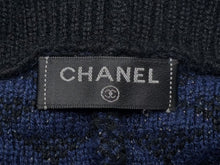 画像をギャラリービューアに読み込む, CHANEL シャネル ベレー帽 ニット帽 ニットベレー ココマーク ブラック ブルー 金属繊維 帽子 美品 中古 4c074476