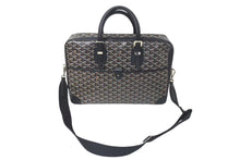 画像をギャラリービューアに読み込む, GOYARD ゴヤール ビジネスバッグ アンバサードMM ブリーフケース ブラック ゴヤールディンキャンバス シルバー金具 美品 中古 4c074485