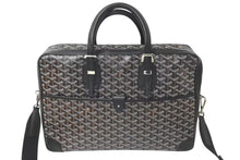 画像をギャラリービューアに読み込む, GOYARD ゴヤール ビジネスバッグ アンバサードMM ブリーフケース ブラック ゴヤールディンキャンバス シルバー金具 美品 中古 4c074485