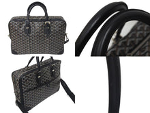 画像をギャラリービューアに読み込む, GOYARD ゴヤール ビジネスバッグ アンバサードMM ブリーフケース ブラック ゴヤールディンキャンバス シルバー金具 美品 中古 4c074485