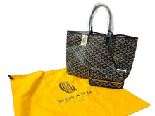 画像をギャラリービューアに読み込む, 新品未使用 GOYARD ゴヤール サンルイPM バッグ トートバッグ STLOUIPMLTY09CL09P PVC レザー ヘリンボーン ブラック 中古 4c074499