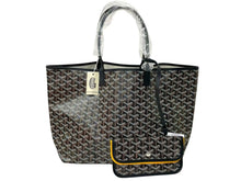 画像をギャラリービューアに読み込む, 新品未使用 GOYARD ゴヤール サンルイPM バッグ トートバッグ STLOUIPMLTY09CL09P PVC レザー ヘリンボーン ブラック 中古 4c074499