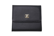 Load image into Gallery viewer, 新品未使用 CHANEL シャネル 三つ折り財布 ココマーク 6番台 フランス製 レザー メタル ブラック ゴールド金具 中古 4c074503 正規品