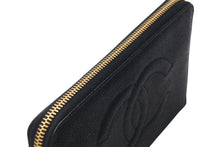 Load image into Gallery viewer, CHANEL シャネル 長財布 ラウンドジップ キャビアスキン ココマーク 4番台 ブラック レディース 美品 中古 4c074505
