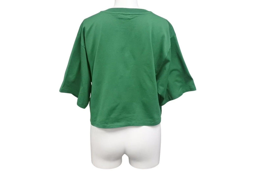 CELINE セリーヌ Crop Top Logo T Shirt クロップド ロゴ T シャツ グリーン レディース 2X761501F 美品 中古 4c074509