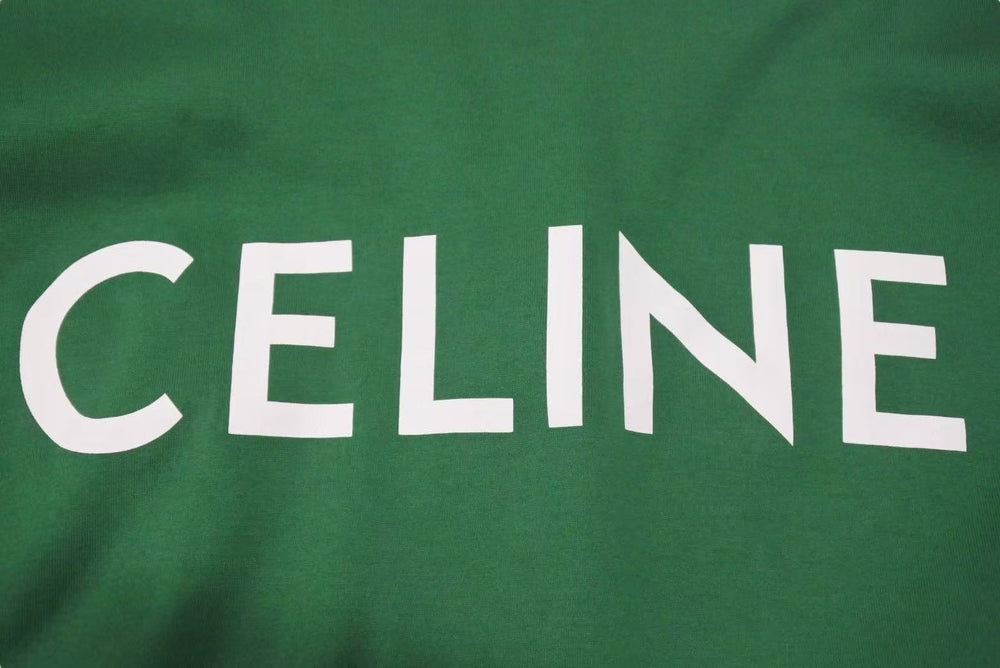 CELINE Crop Top Logo T Shirt Crop Logo T-shirt Green Women's 2X761501F Good Condition Used 4c074509
