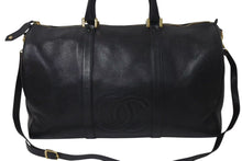 画像をギャラリービューアに読み込む, CHANEL シャネル ココマーク ボストンバッグ キャビアスキン 5番台 レザー ブラック 美品 中古 4c074515